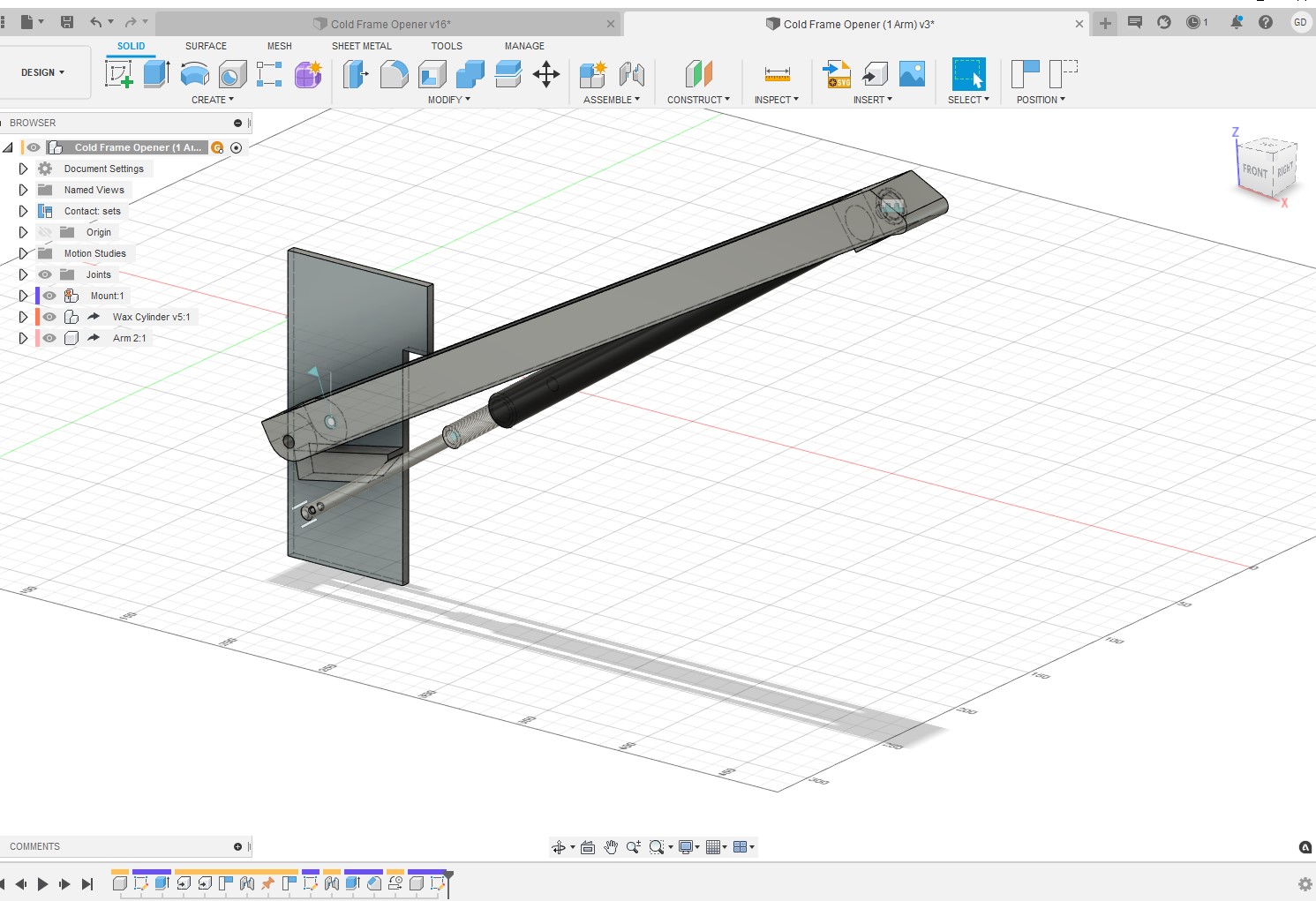 Screenshot of Fusion 360 with complex design which was also abandoned