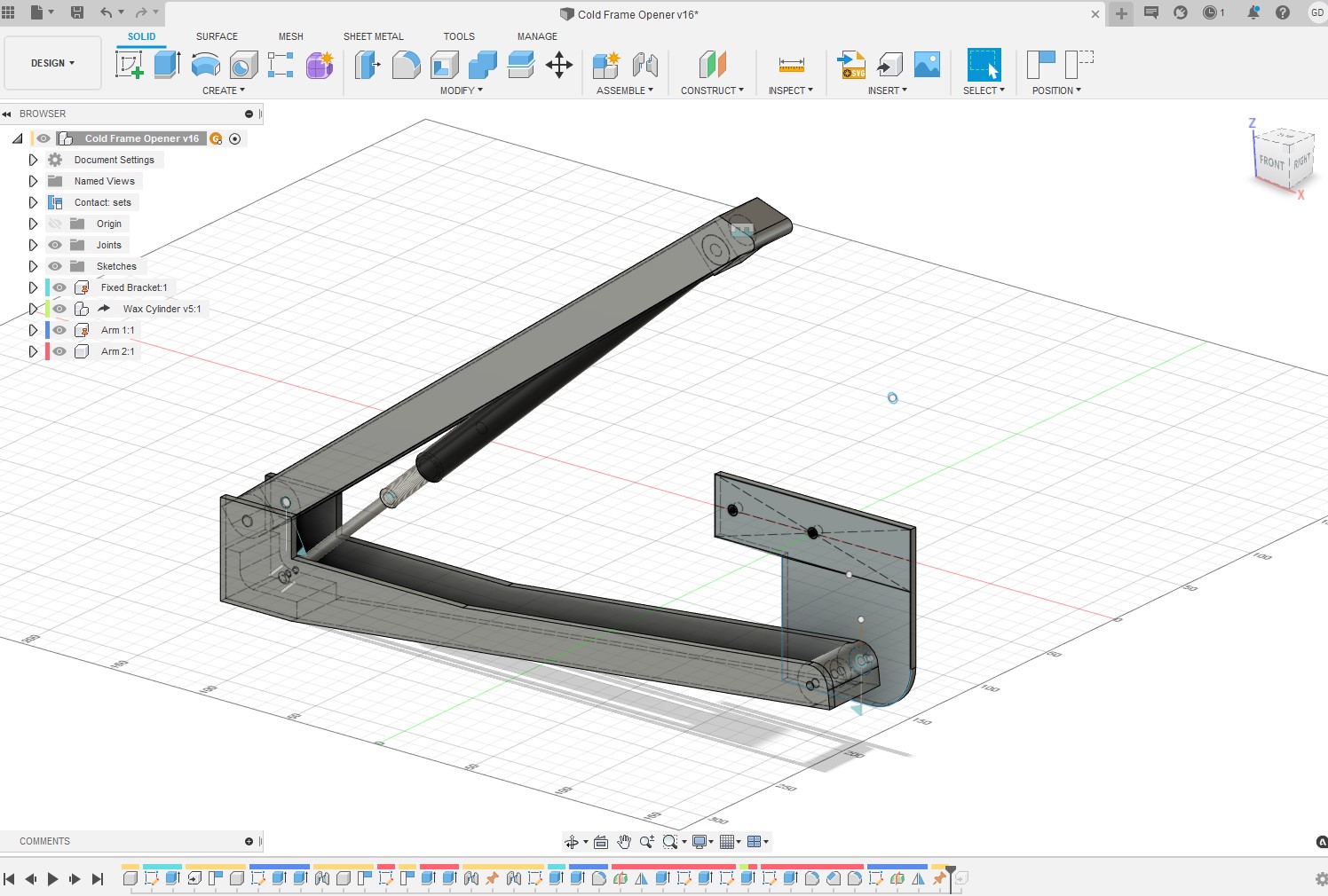 Screenshot of Fusion 360 with complex design which was abandoned