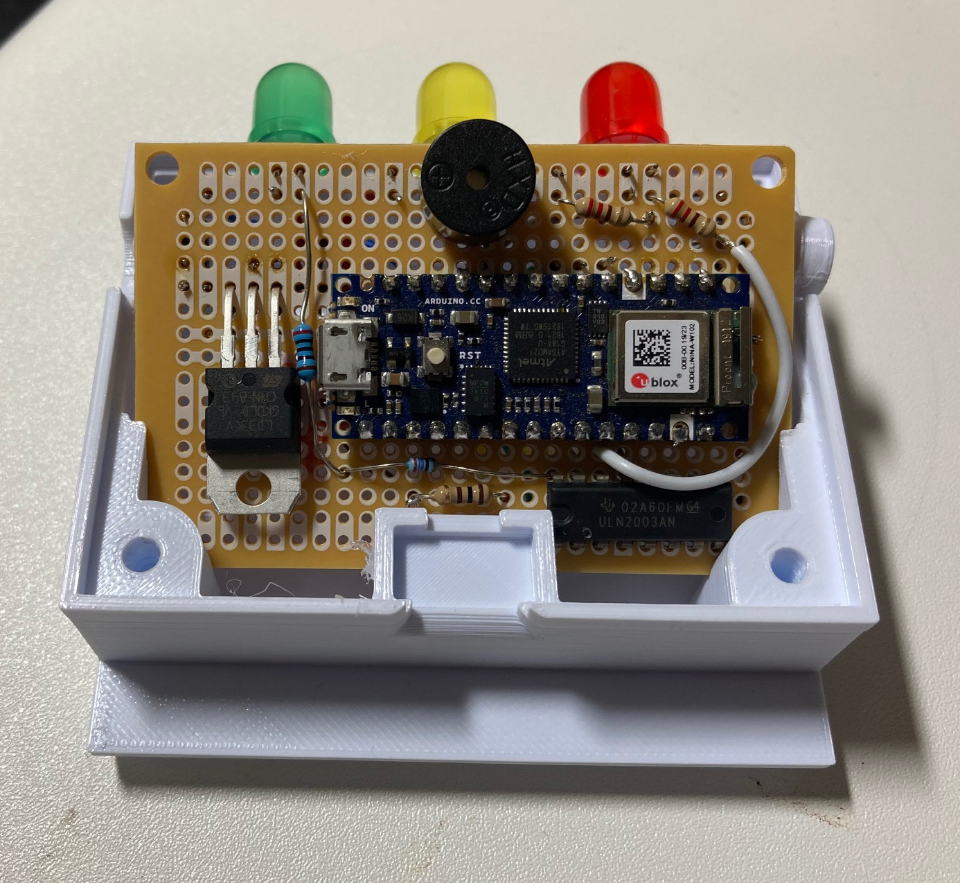 An image of the Pomodoro timer's back showing circuitry